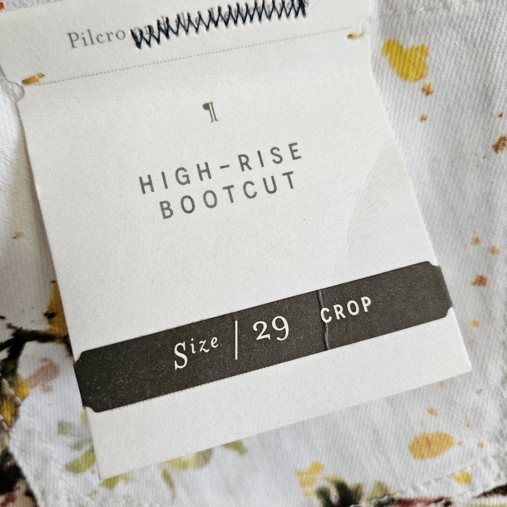 NWT Anthropologie High Rise Bootcut White/yellow jeans Size 29 - Picture 5 of 11